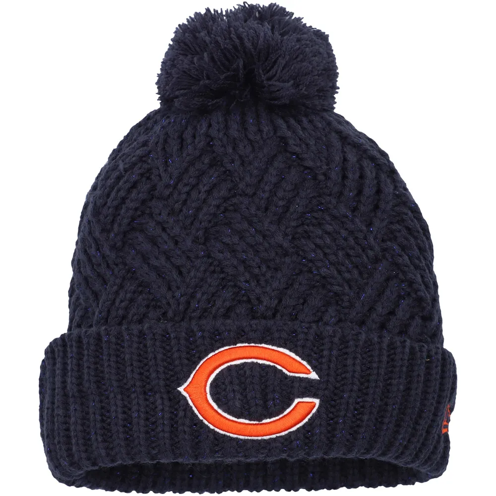 Filles Junior New Era Marine Chicago Bears Brisk Cuffed Bonnet de laine avec Pom