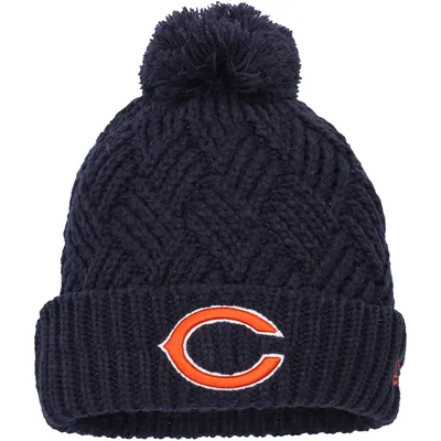 Girls Youth New Era Navy Chicago Bears Brisk Cuffed Knit Hat with Pom