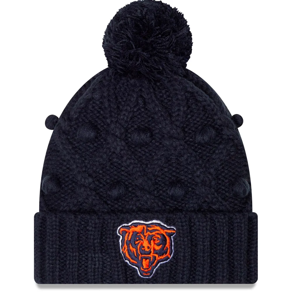 NWE BEARS NAVY HEAD NFL Junior FILLES TOASTY CUFFED POM KNIT HATYTHGRL