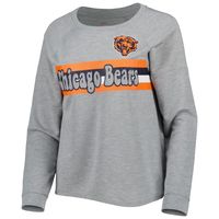 Juniors Heathered Gray Chicago Bears All Striped Up Raglan Long Sleeve T-Shirt