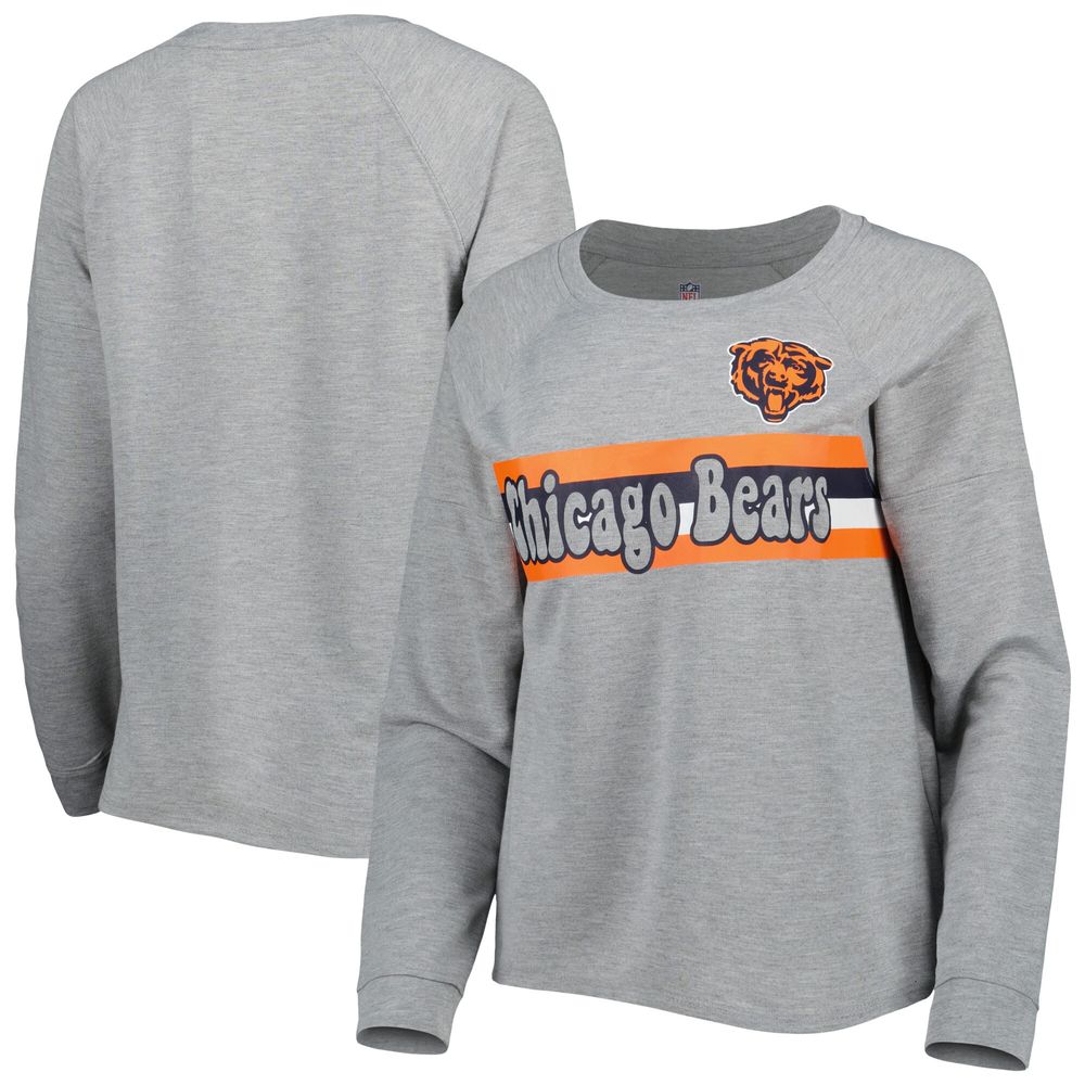 Juniors Heathered Gray Chicago Bears All Striped Up Raglan Long Sleeve T-Shirt