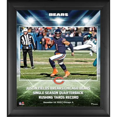 Justin Fields Chicago Bears Fanatics Authentic Framed 15" x 17" Breaks Single Season Quarterback Rushing Record Collage