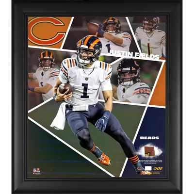 Justin Fields Chicago Bears Fanatics Authentic Framed 15" x 17" Impact Player Collage with a Piece of Game-Used Football - Limited Edition of 500