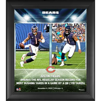 Justin Fields Chicago Bears Fanatics Authentic Framed 15" x 17" QB Single Game Rushing Record Collage