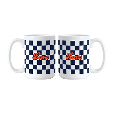 Logo Brands Chicago Bears 2-Pack 15oz. Checkered Wordmark Mug Set