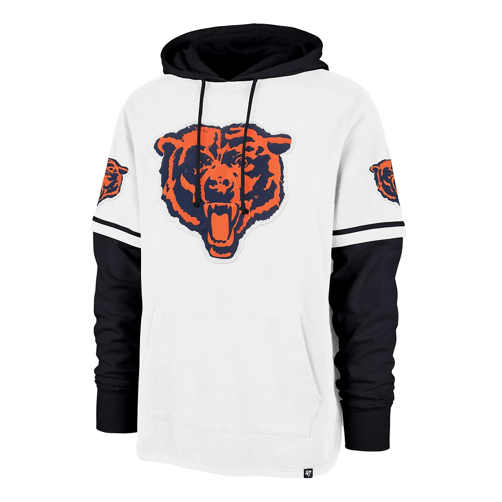 Men's '47  White Chicago Bears Throwback Shortstop Pullover Hoodie