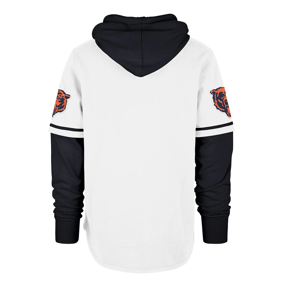 Men's '47  White Chicago Bears Throwback Shortstop Pullover Hoodie