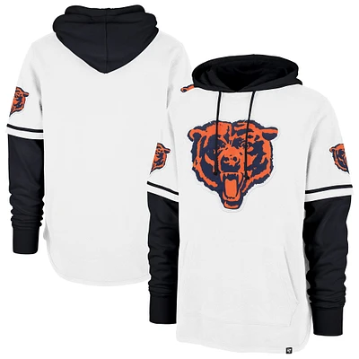 Men's '47  White Chicago Bears Throwback Shortstop Pullover Hoodie