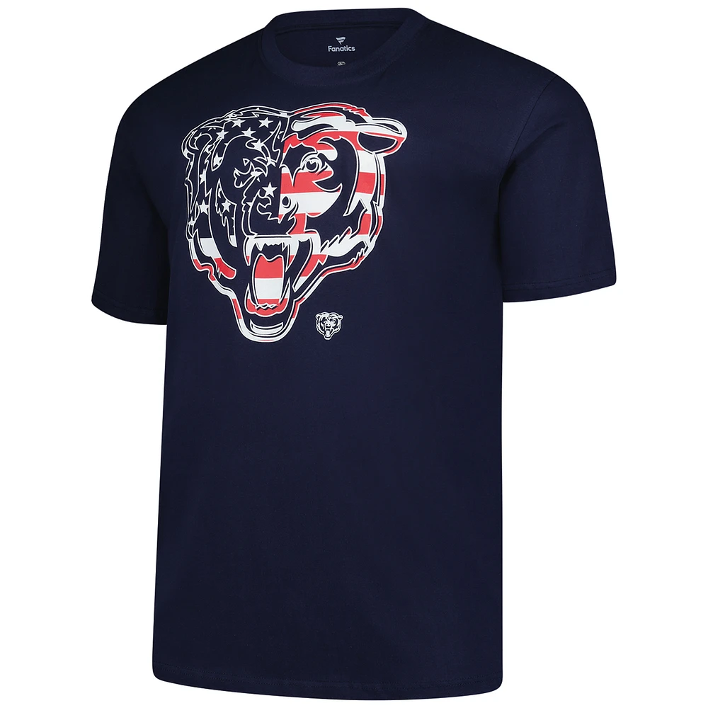 T-shirt Americana bleu marine Fanatics pour homme, grand et grand, des Chicago Bears