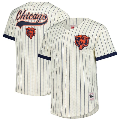 Men's Mitchell & Ness  Cream Chicago Bears Vintage Logo Final Seconds Full-Button Mesh Top
