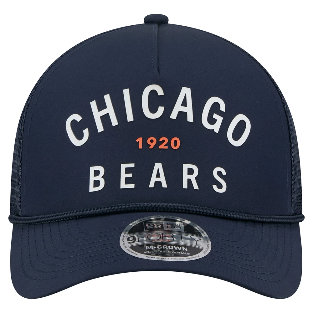 Men's New Era  Navy Chicago Bears Active Minimalist M-Crown A-Frame 9FORTY Adjustable Hat