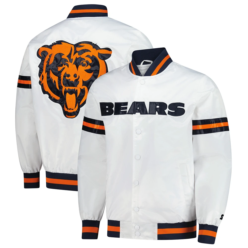Men's Starter White Chicago Bears Scout Full-Snap Varsity Jacket
