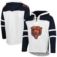 Chandail à capuchon lacets avec logo Gridiron Chicago Bears '47 pour hommes, gris chiné