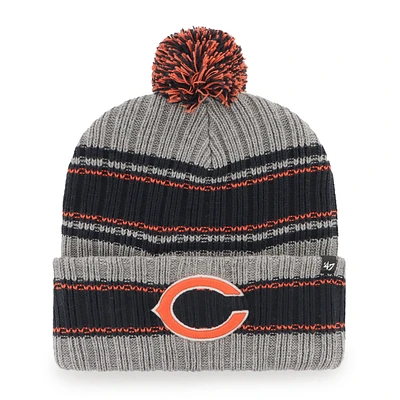 Bonnet en tricot à revers Rexford '47 Graphite Chicago Bears pour homme avec pompon