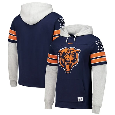 Sweat à capuche pour homme '47 Navy Chicago Bears Double Header Blitz Cornerback