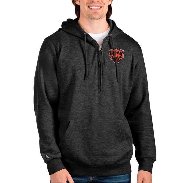 Men's Antigua Heathered Gray Chicago Bears Logo Victory Pullover Hoodie Size: 3XL