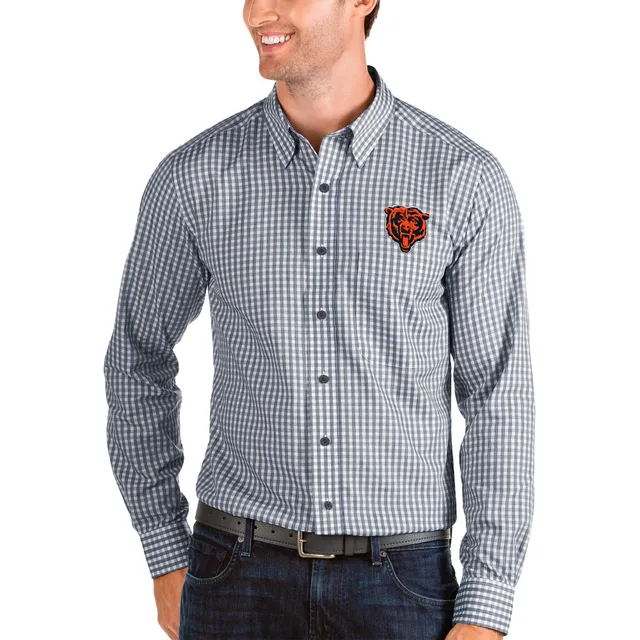 Antigua Men's White, Navy Chicago Bears Keen Long Sleeve Button-Down Shirt