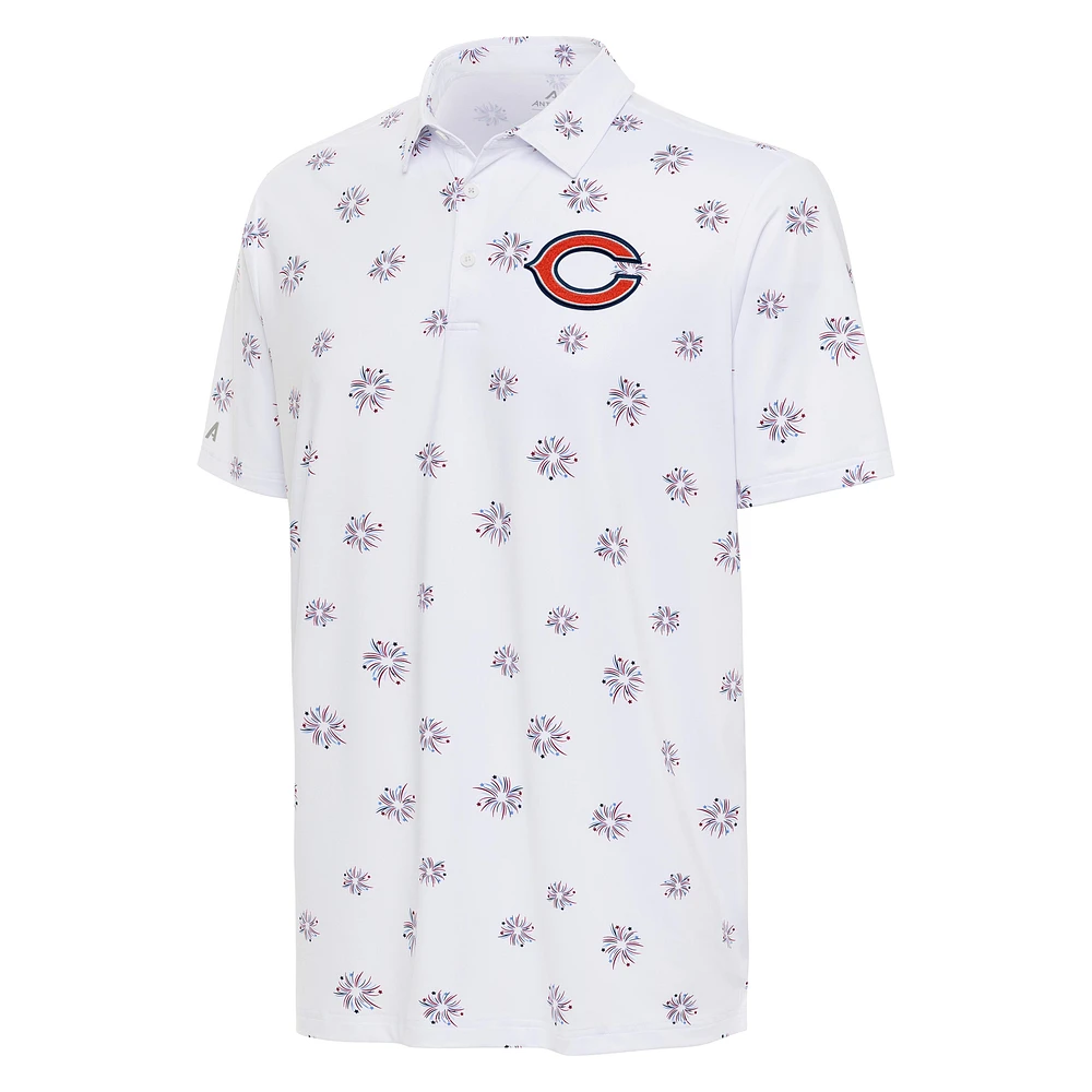 Men's Antigua White Chicago Bears Fireworks Polo