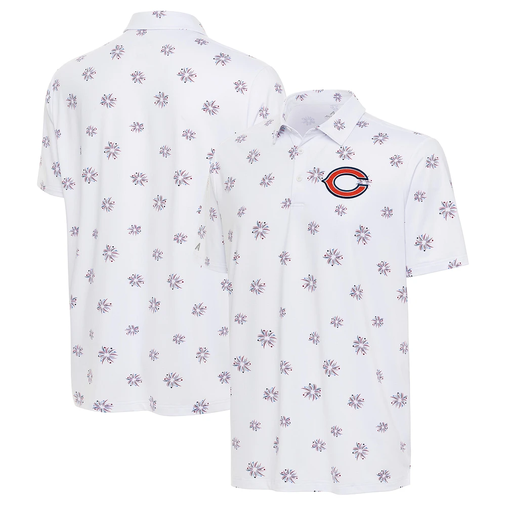 Polo antigua blanc Chicago Bears Fireworks pour hommes