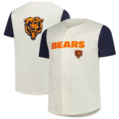 Men's Big & Tall Fanatics  Cream Chicago Bears Vintage Short Sleeve Button-Down Top