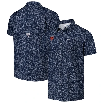 Men's Columbia PFG Navy Chicago Bears Super Slack Tide Omni-Wick Button-Up Shirt