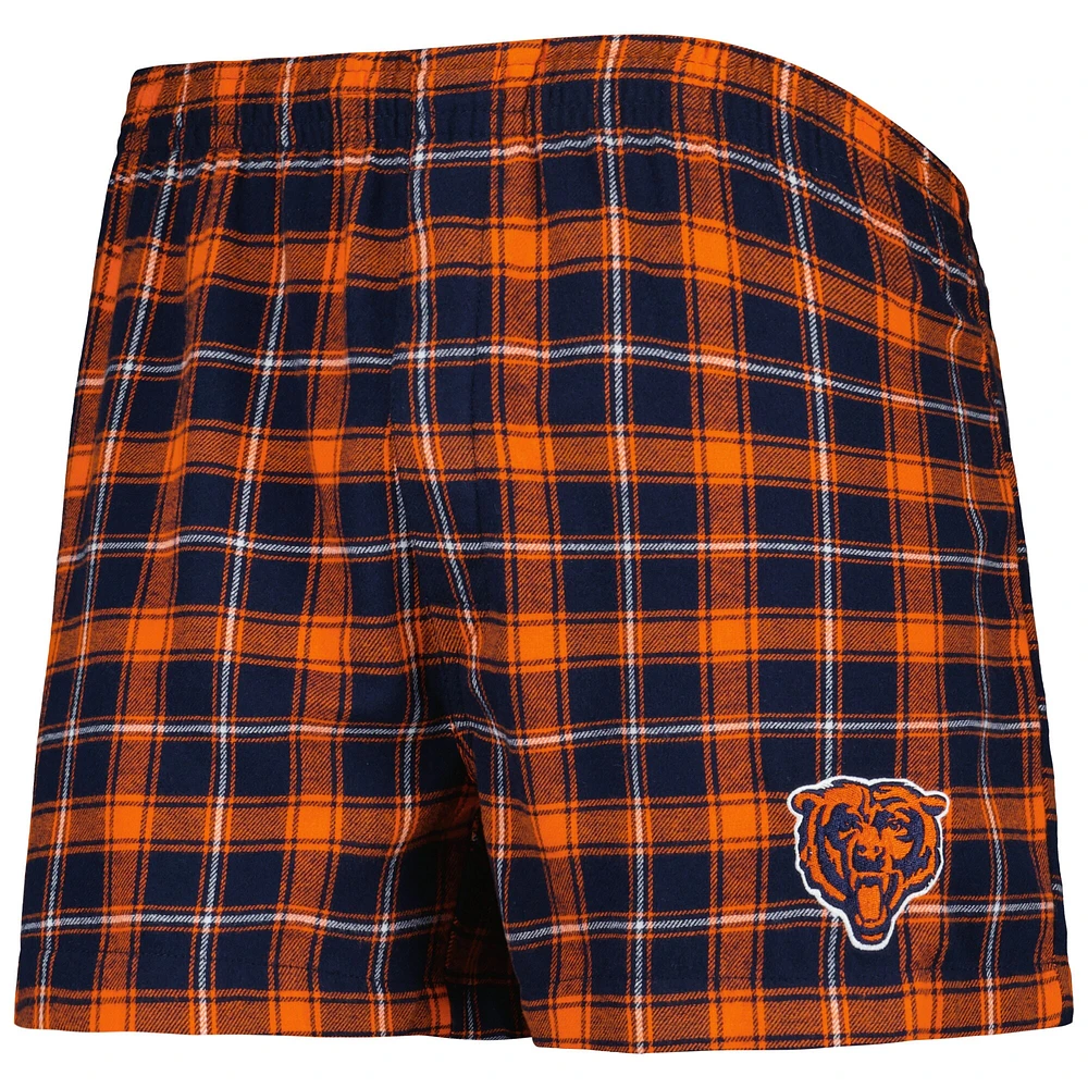 Boxer en flanelle Chicago Bears Ledger de Concepts Sport pour homme, bleu marine/orange