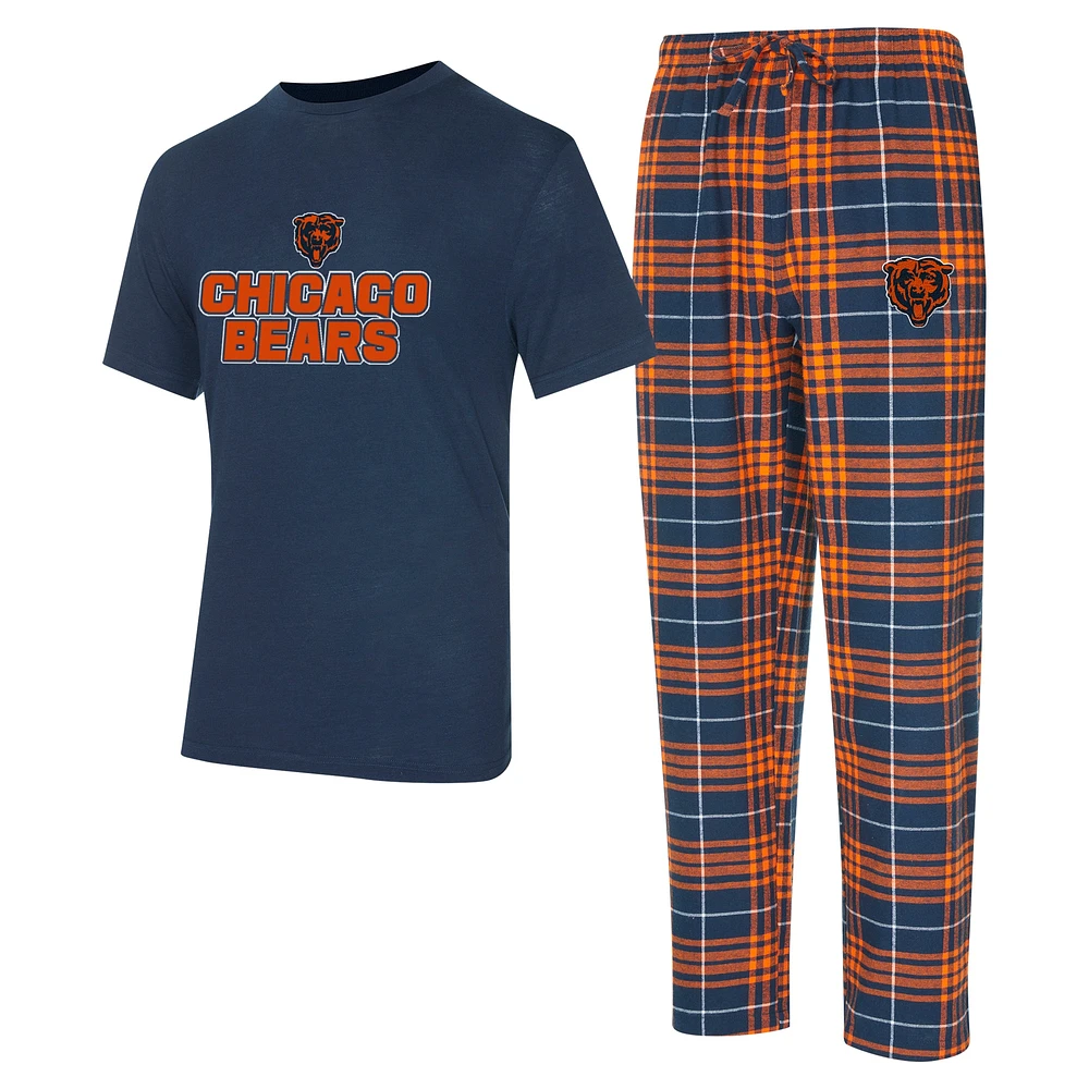 Men's Concepts Sport  Navy/Orange Chicago Bears Vector T-Shirt & Flannel Pants Sleep Set