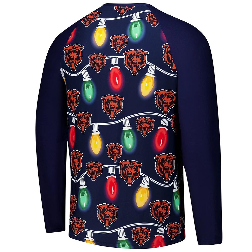 Ensemble t-shirt et pantalon Concepts Sport Chicago Bears Garland Knit Raglan à manches longues pour hommes, bleu marine