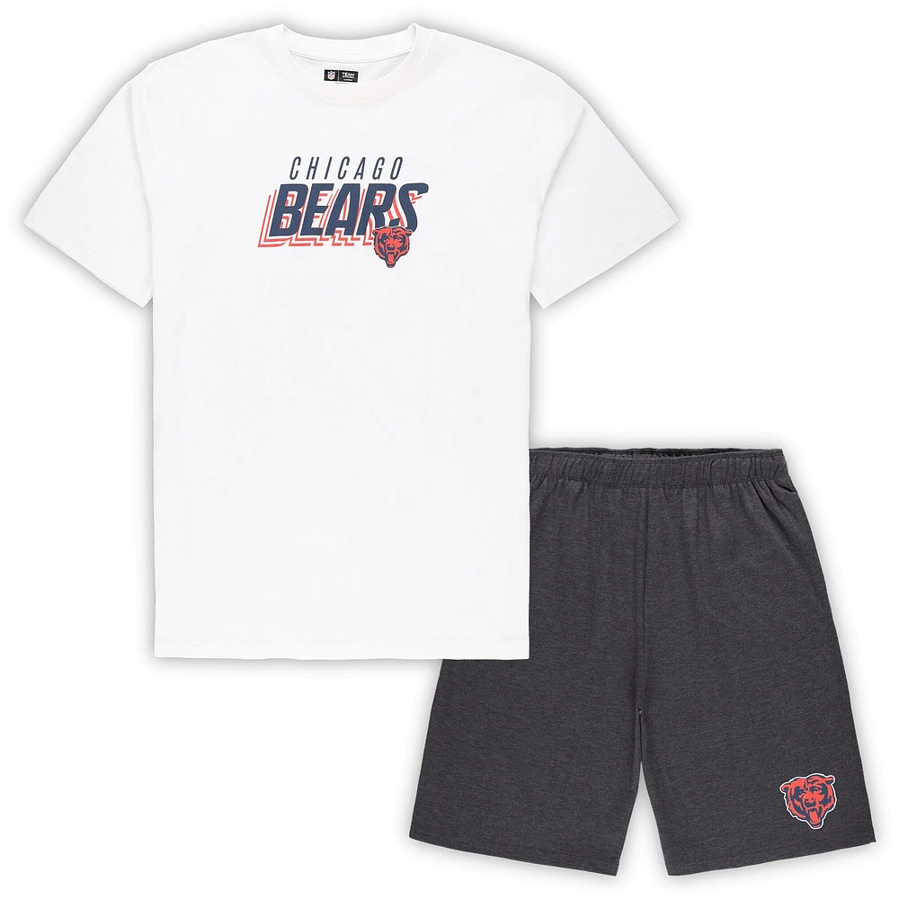 Ensemble t-shirt et short Chicago Bears Big & Tall Concepts Sport pour homme, blanc/anthracite