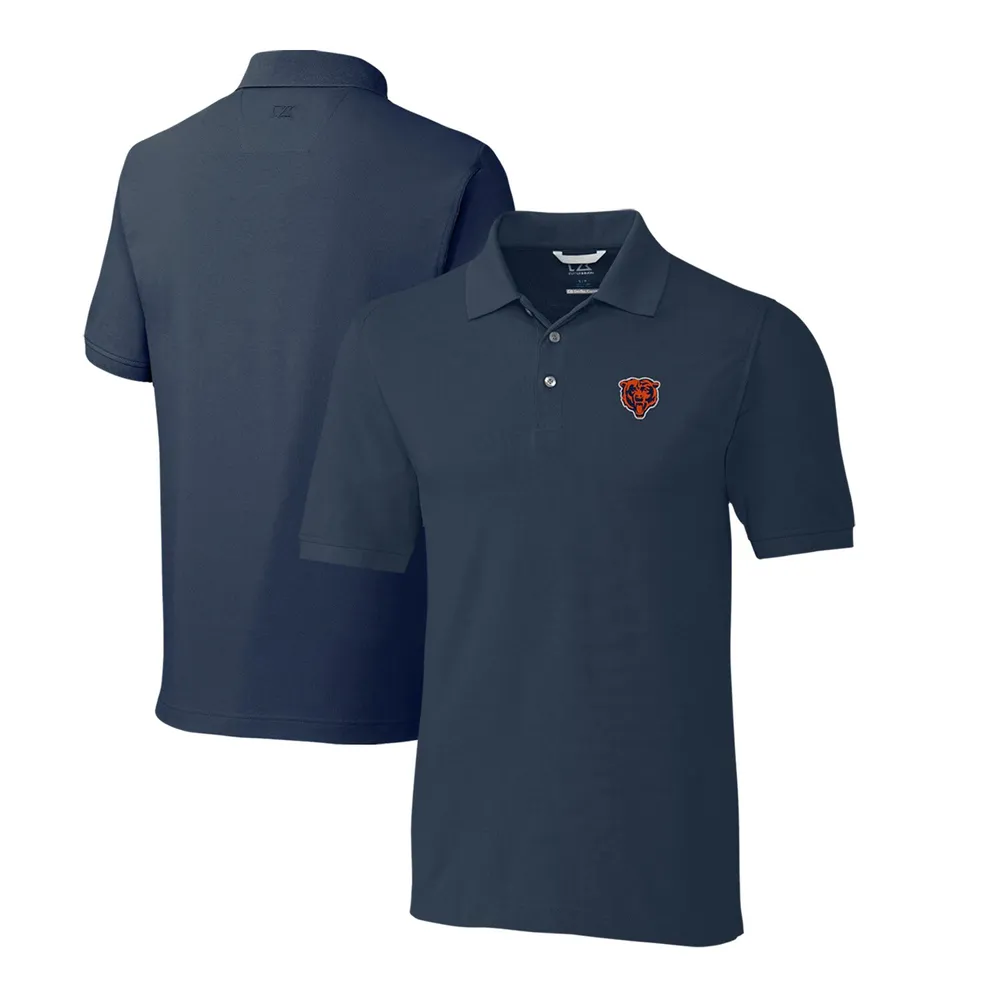 Men's Cutter & Buck Navy Chicago Bears Advantage Pique Long Sleeve Polo