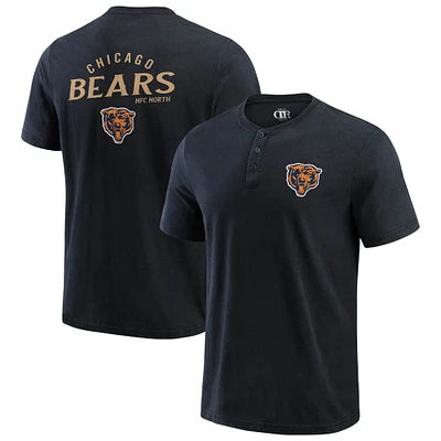 T-shirt Henley délavé noir pour homme de la collection Darius Rucker Fanatics des Chicago Bears