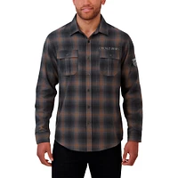 Chemise boutonnée à manches longues classique en flanelle pour homme de la collection Darius Rucker Fanatics, couleur anthracite, Chicago Bears