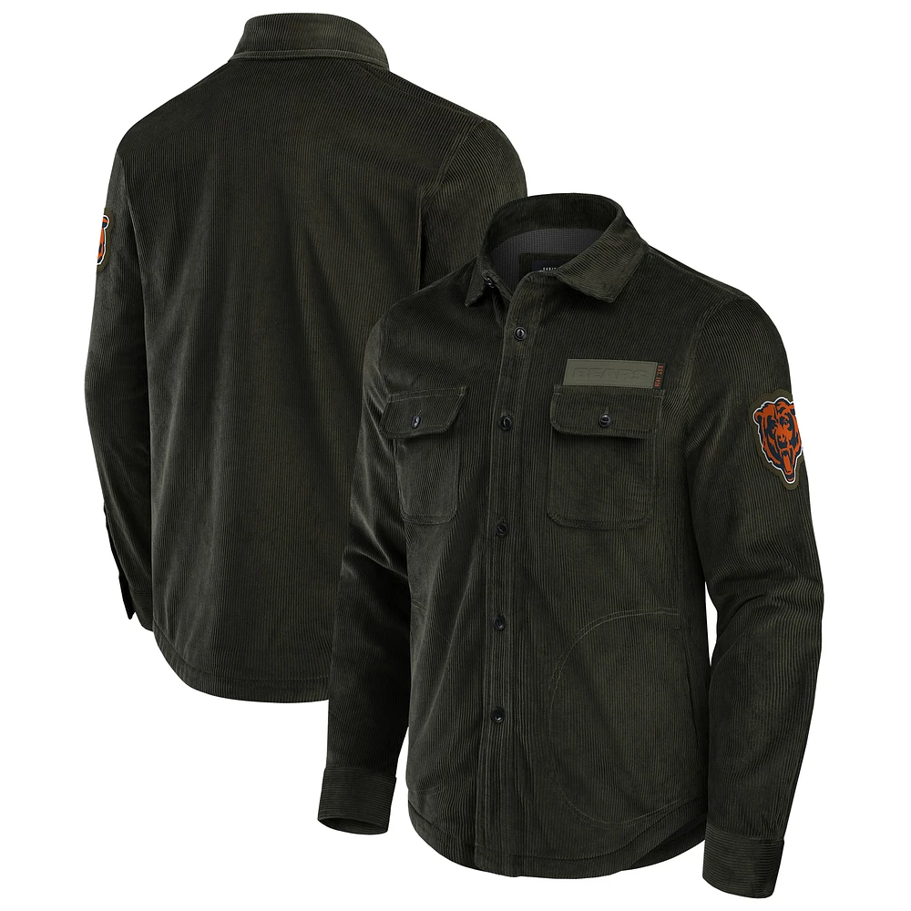 Men's Darius Rucker Collection by Fanatics Dark Green Chicago Bears Corduroy Full-Button Shacket