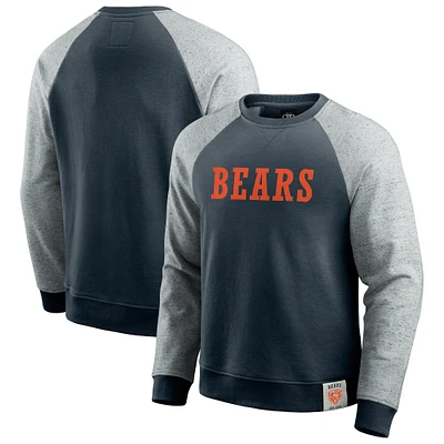 Sweat-shirt à col rond colorblock bleu marine/gris chiné pour homme de la collection Darius Rucker Fanatics des Chicago Bears