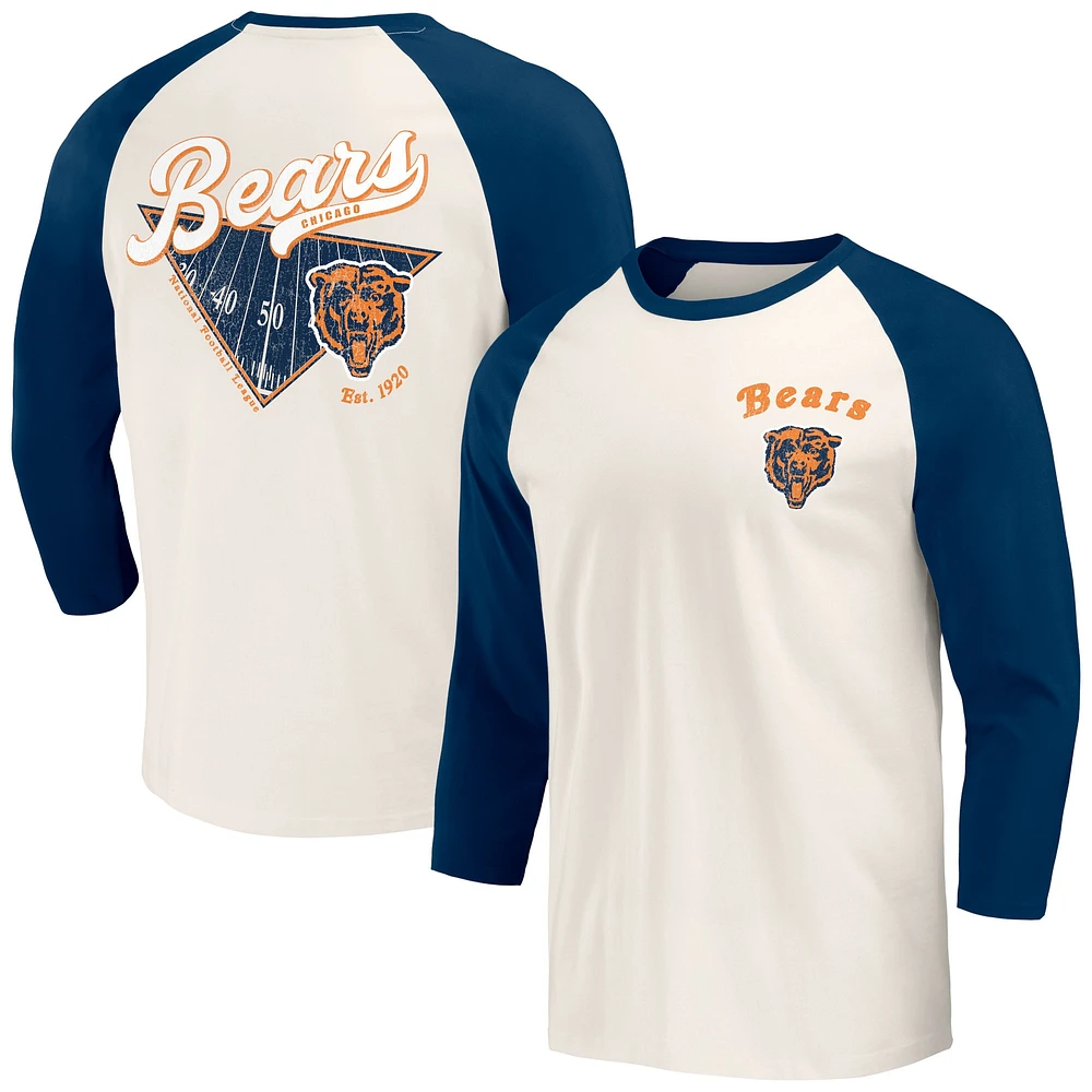 T-shirt à manches 3/4 raglan bleu marine/blanc pour homme de la collection Darius Rucker Fanatics Chicago Bears