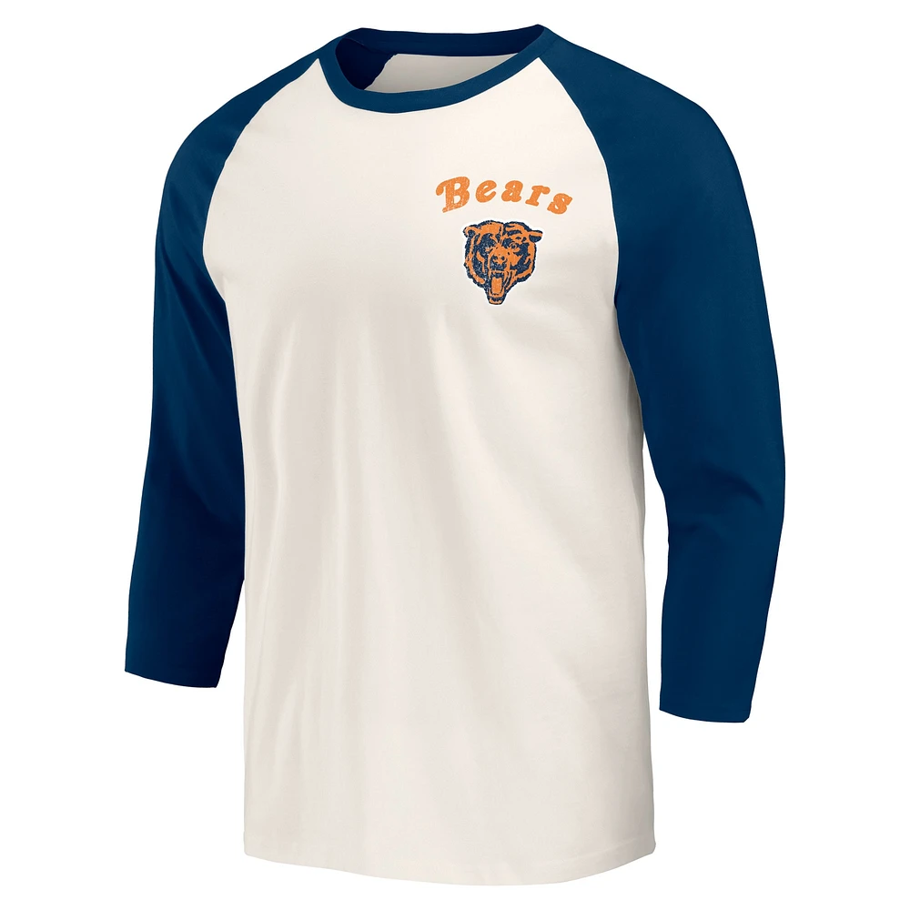 T-shirt à manches 3/4 raglan bleu marine/blanc pour homme de la collection Darius Rucker Fanatics Chicago Bears