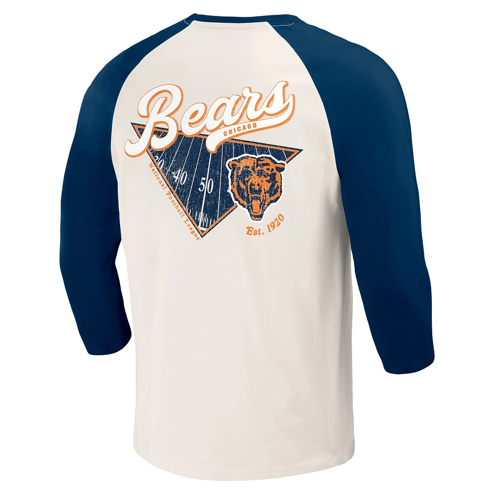 T-shirt à manches 3/4 raglan bleu marine/blanc pour homme de la collection Darius Rucker Fanatics Chicago Bears