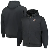 Dunbrooke Charcoal Chicago Bears Big & Tall Dakota Sweat à capuche en toile Veste entièrement zippée pour homme