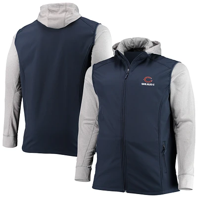 Chandail à capuchon glissière intégrale Alpha Big & Tall des Chicago Bears de Dunbrooke pour homme, bleu marine/gris