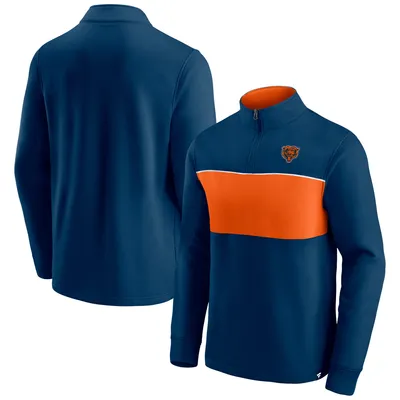 Chicago Bears Fanatics Branded Block Party Quarter-Zip Jacket - Navy/Orange