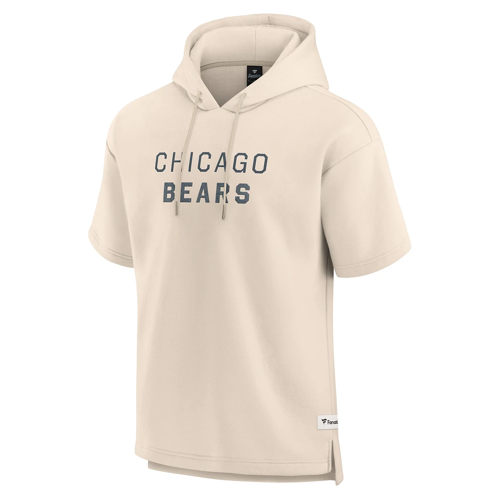 Men's Fanatics Cream Chicago Bears Elements Future Ground Lettering Short Sleeve Pullover Hoodie
