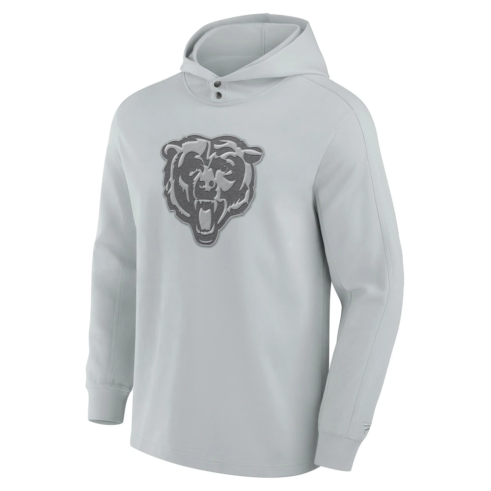 Men's Fanatics Gray Chicago Bears Elements Blaze Tri-Blend Long Sleeve Hoodie T-Shirt