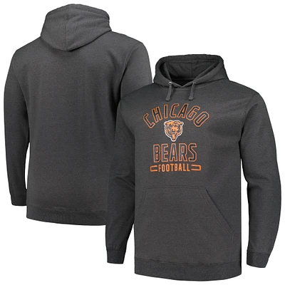 Sweat à capuche Fanatics Heather Charcoal Chicago Bears Big & Tall pour hommes