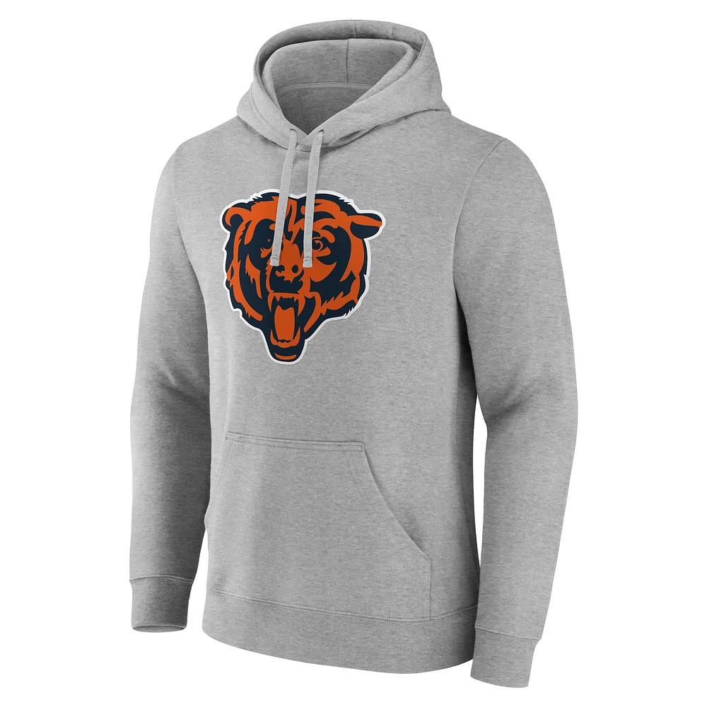 Men's Fanatics Heather Gray Chicago Bears Deliver Fleece Pullover Hoodie