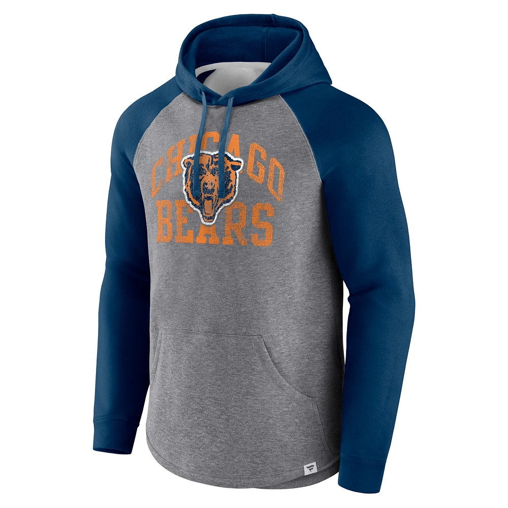 Sweat à capuche Fanatics Heather Grey Chicago Bears Favorite Arch Raglan pour hommes