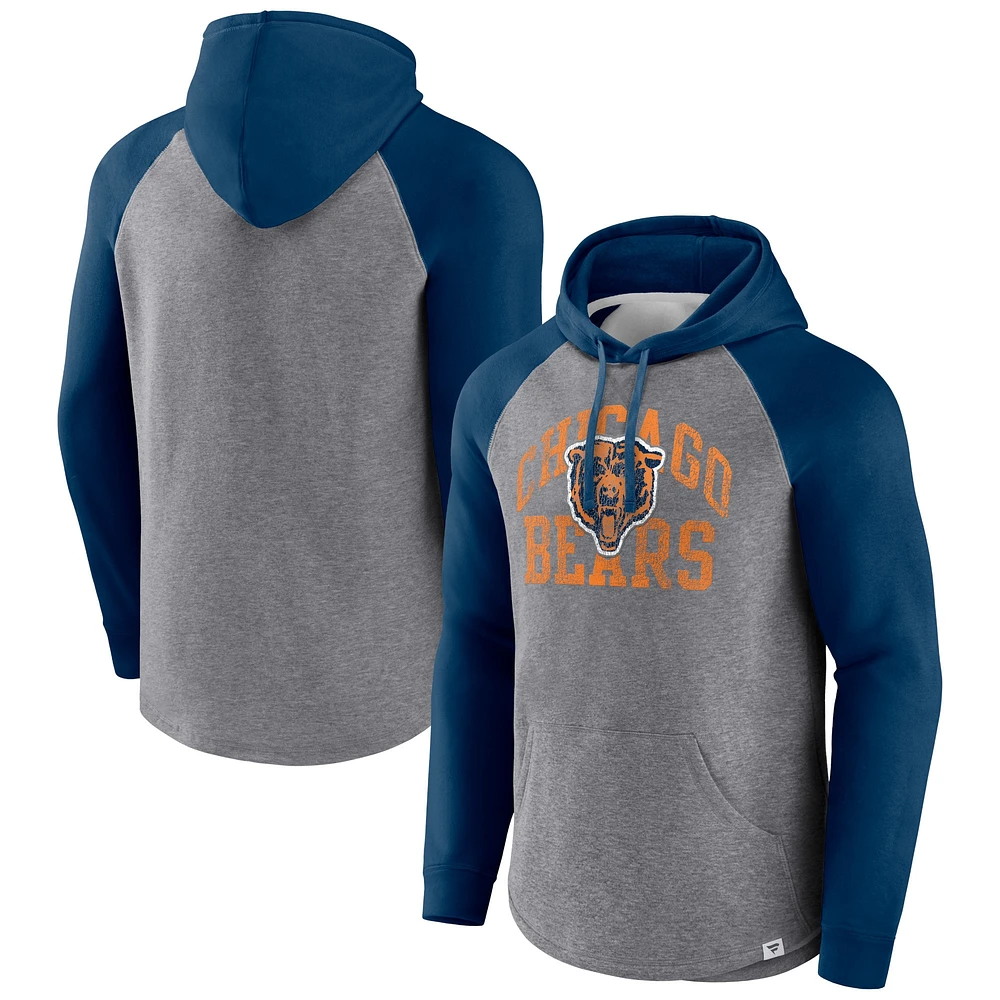 Sweat à capuche Fanatics Heather Grey Chicago Bears Favorite Arch Raglan pour hommes