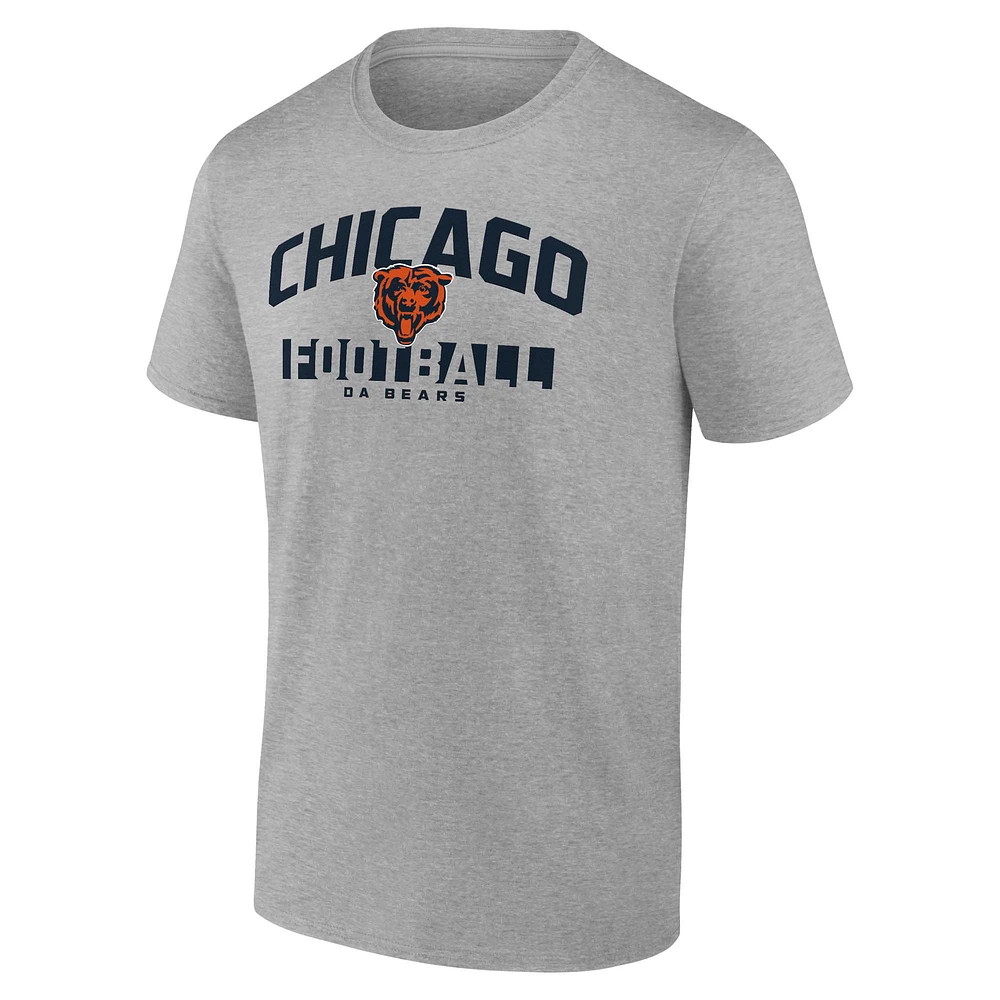 Men's Fanatics Heather Gray Chicago Bears Screen Blocking T-Shirt