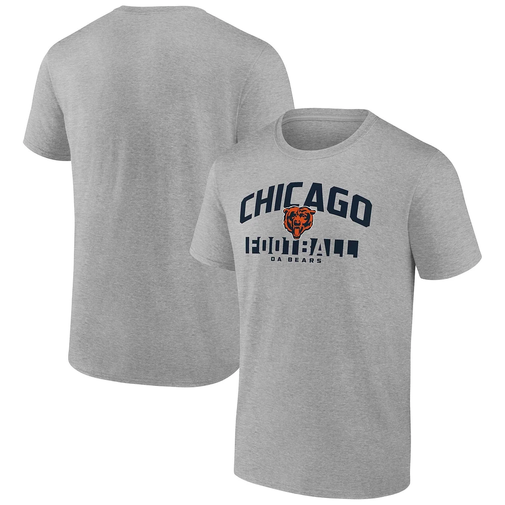 Men's Fanatics Heather Gray Chicago Bears Screen Blocking T-Shirt