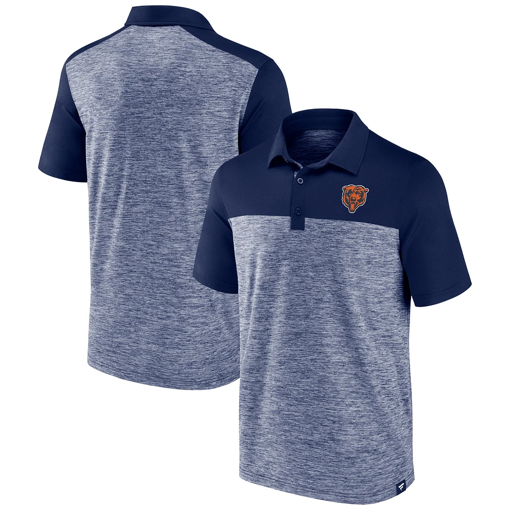 Polo fanatique bleu marine chiné pour homme des Chicago Bears