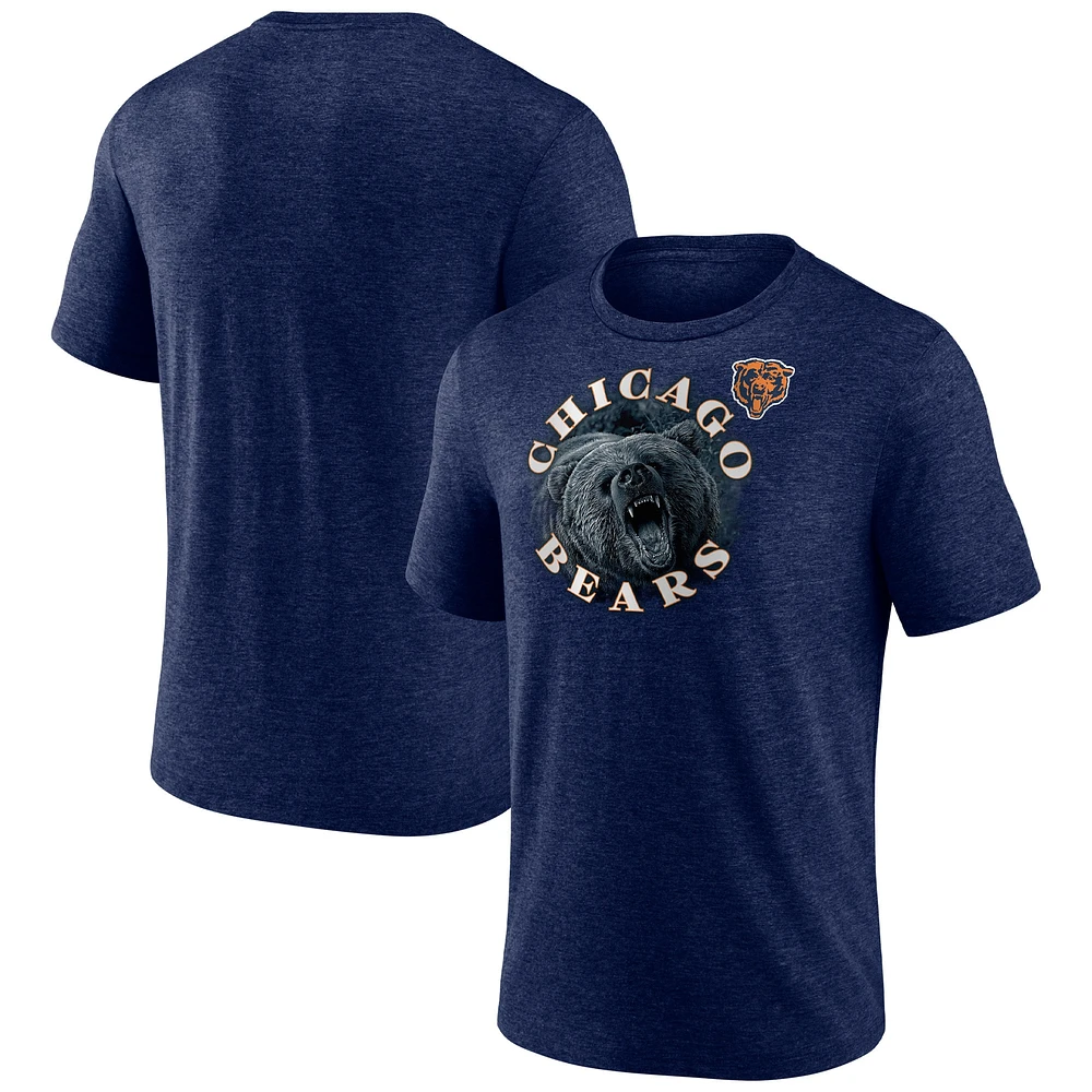 Men's Fanatics Heather Navy Chicago Bears Sporting Chance Tri-Blend T-Shirt